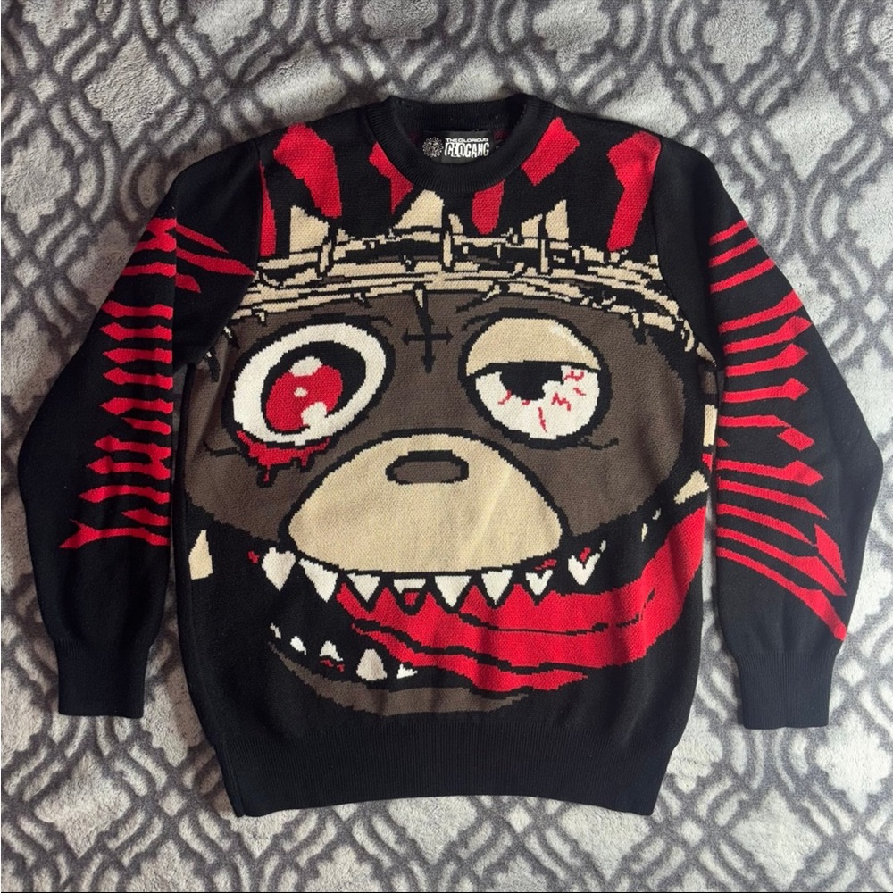Black and Red Graphic Crewneck Sweater
